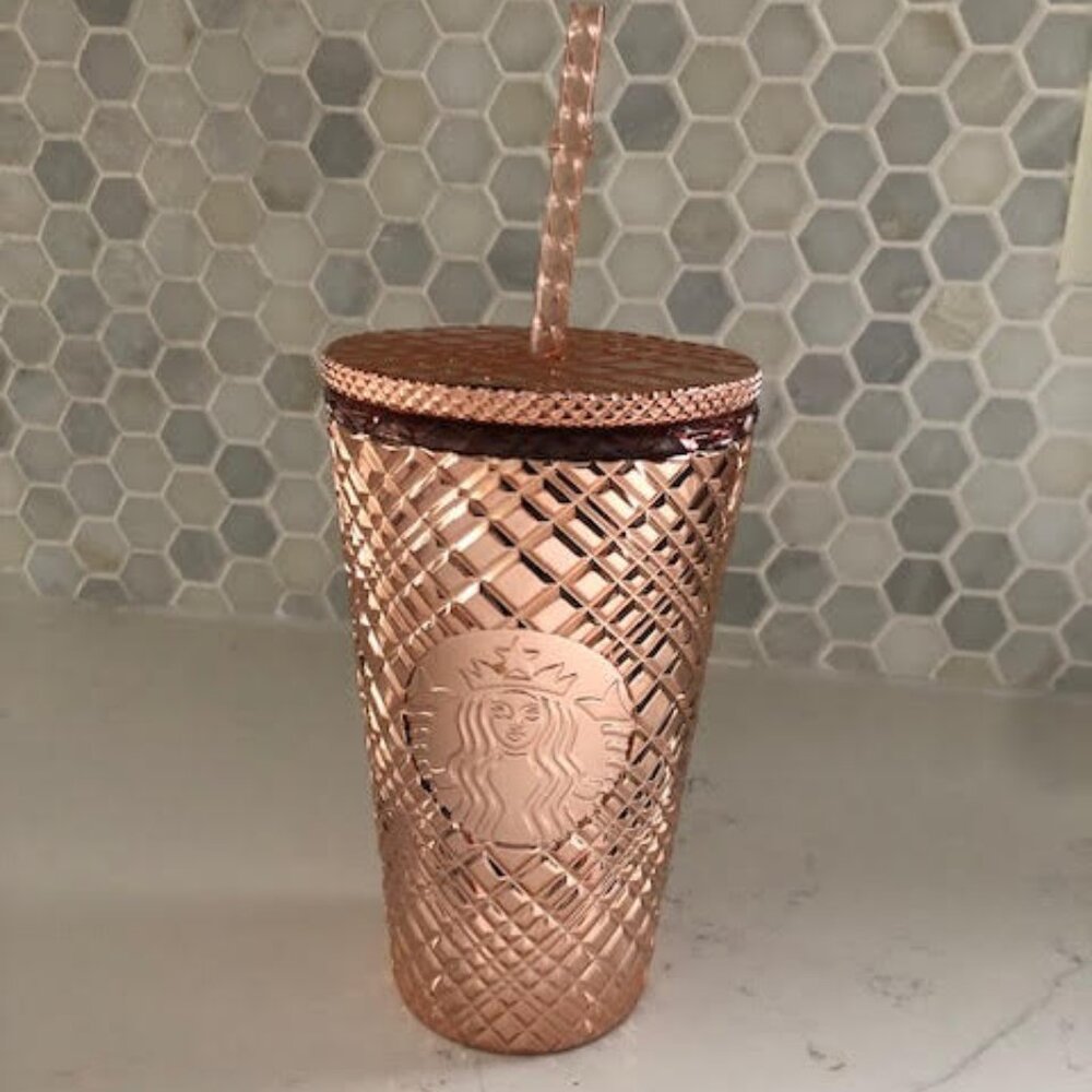 NWOT Starbucks Winter Holiday Jeweled 16oz Tumbler - Rose Gold